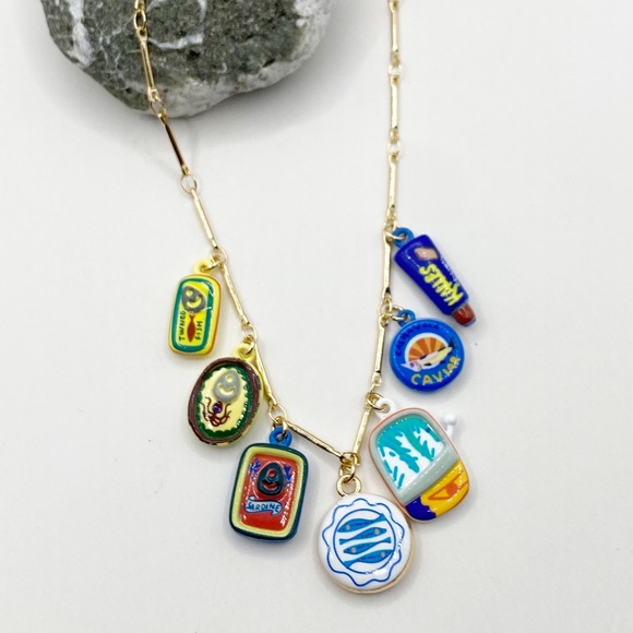 NEW Ceramic Sardine Charm Layering Necklace - Picture 2 of 8